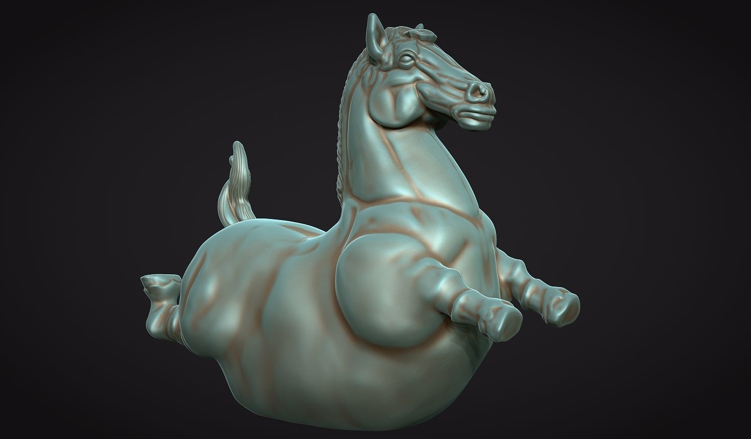 Fat horse statue 3D print model_6
