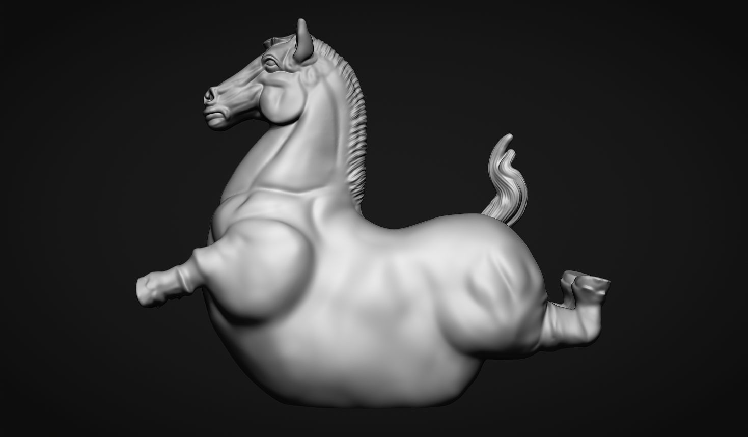 Fat horse statue 3D print model_9
