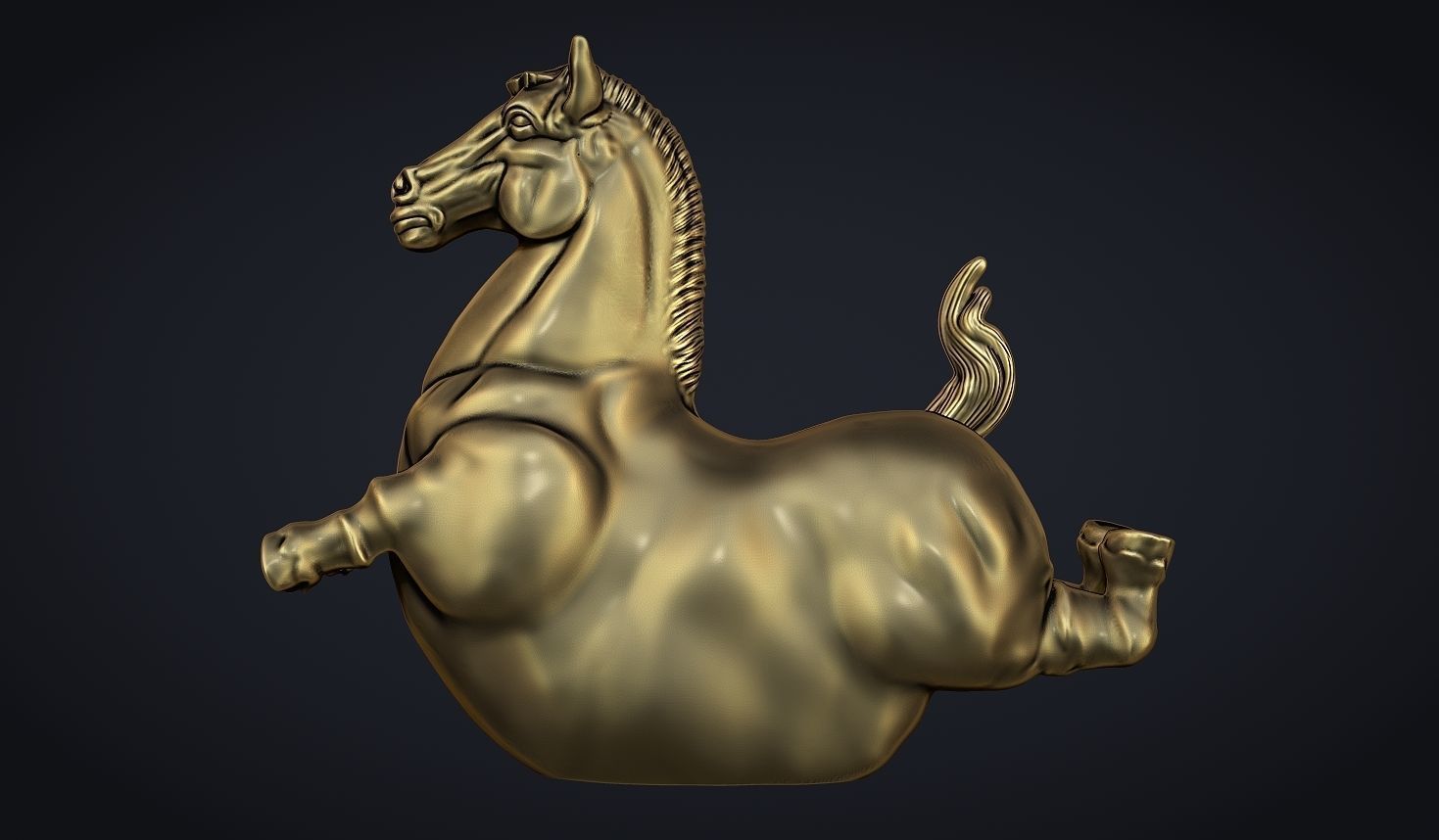 Fat horse statue 3D print model_3