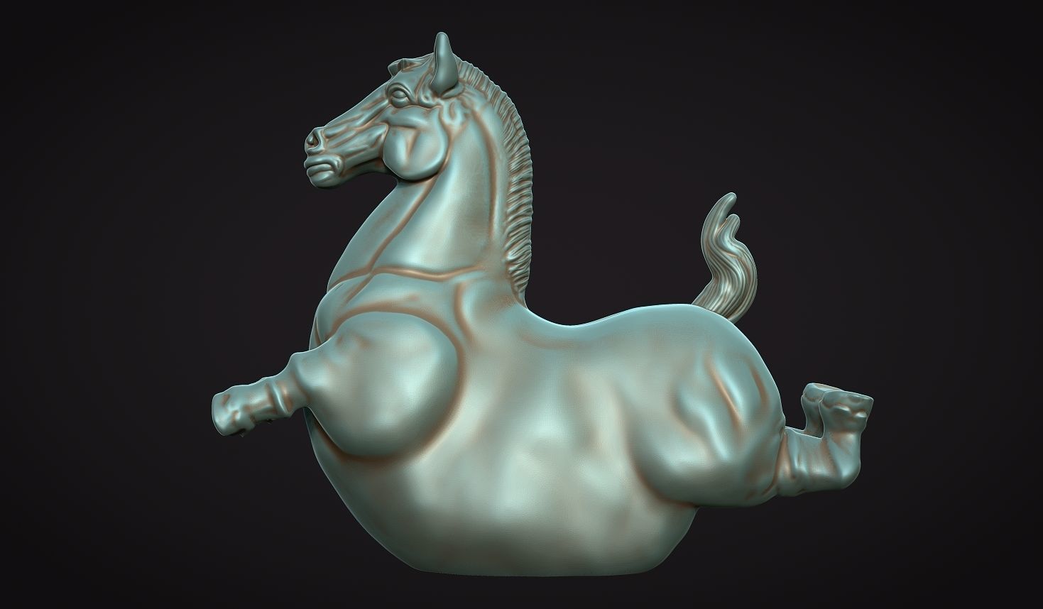 Fat horse statue 3D print model_5