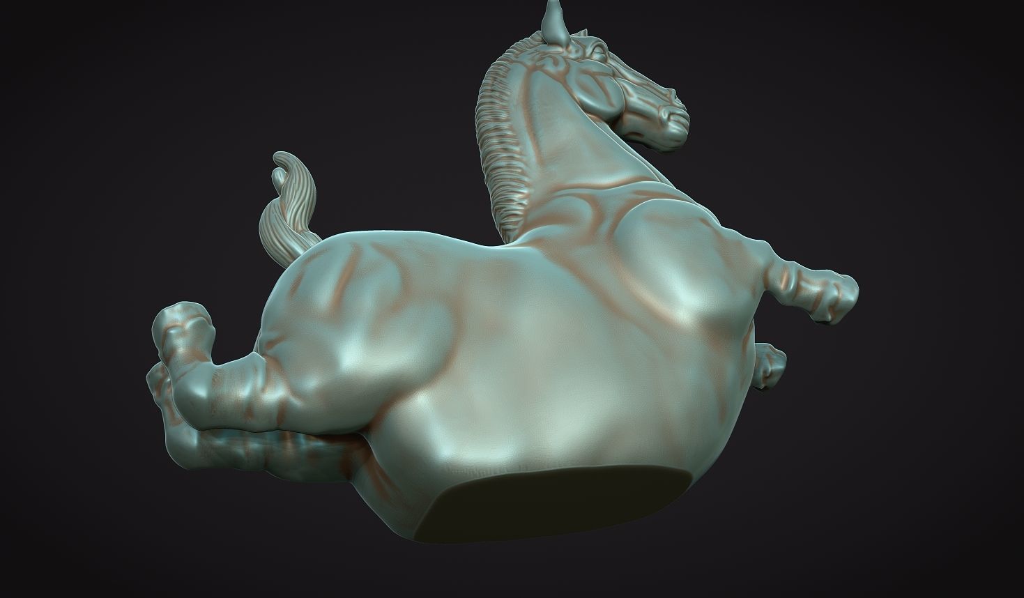 Fat horse statue 3D print model_7