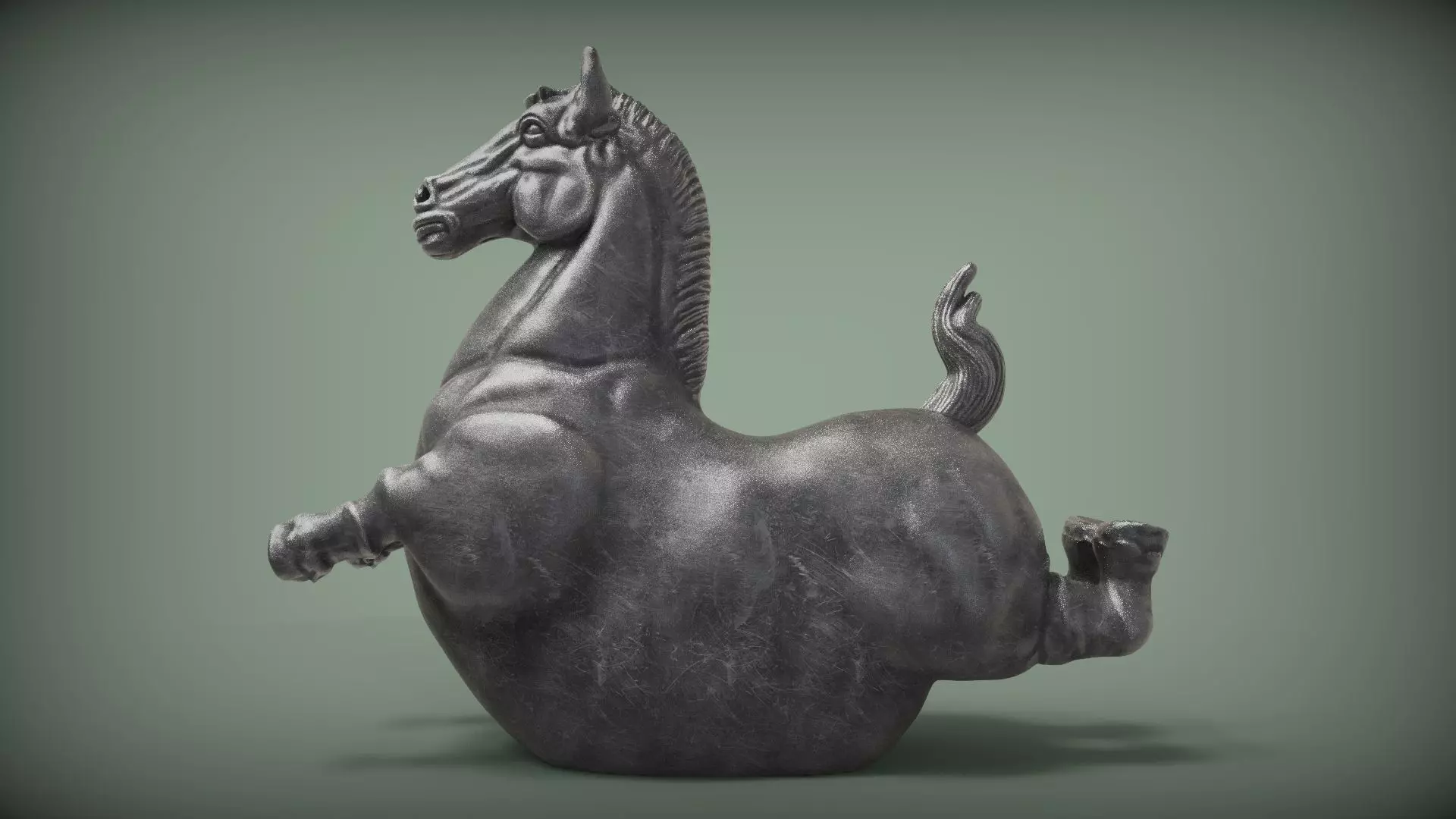 Fat horse statue 3D print model_0