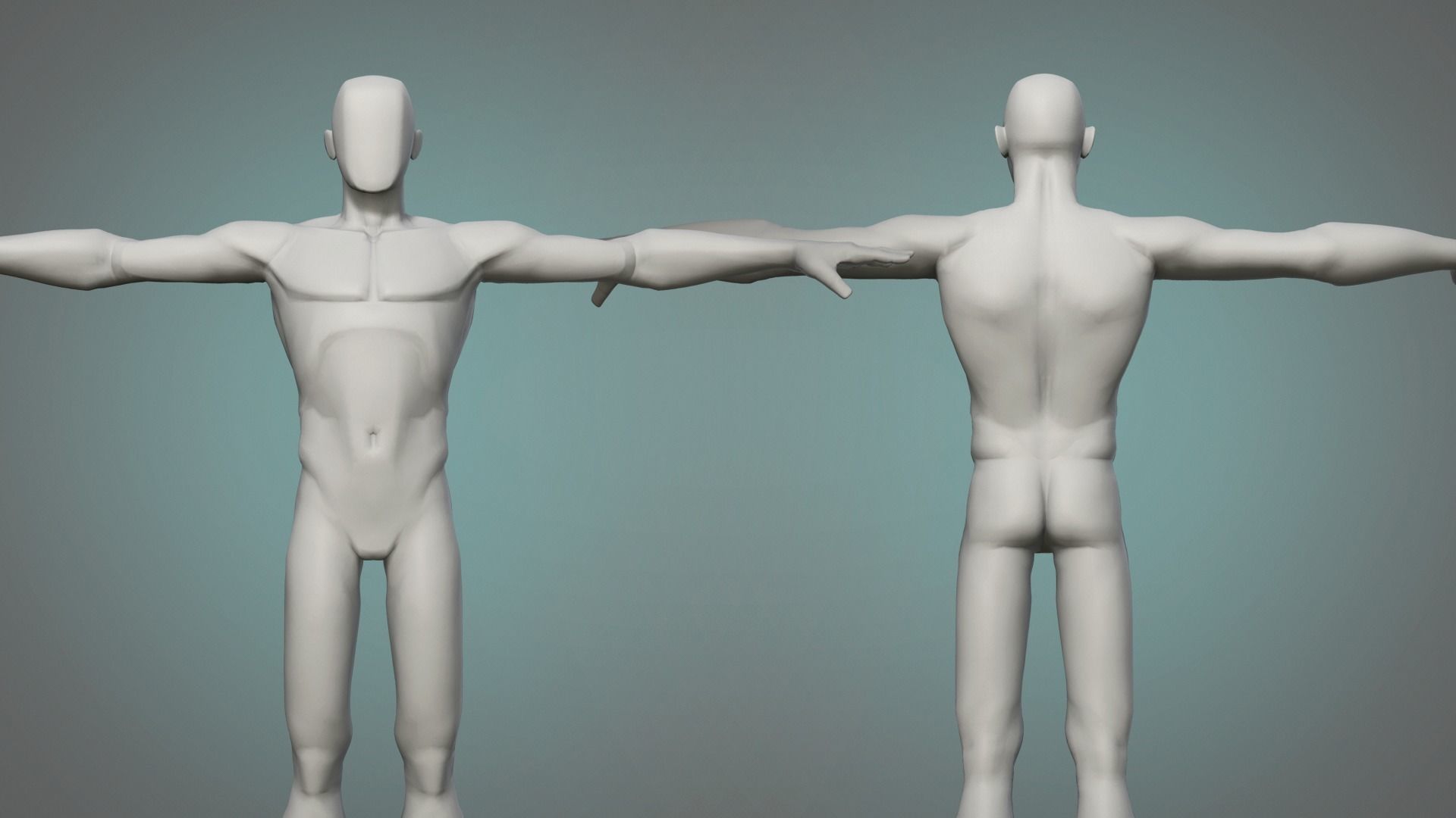Male and female stylized basemesh Low-poly 3D model_6