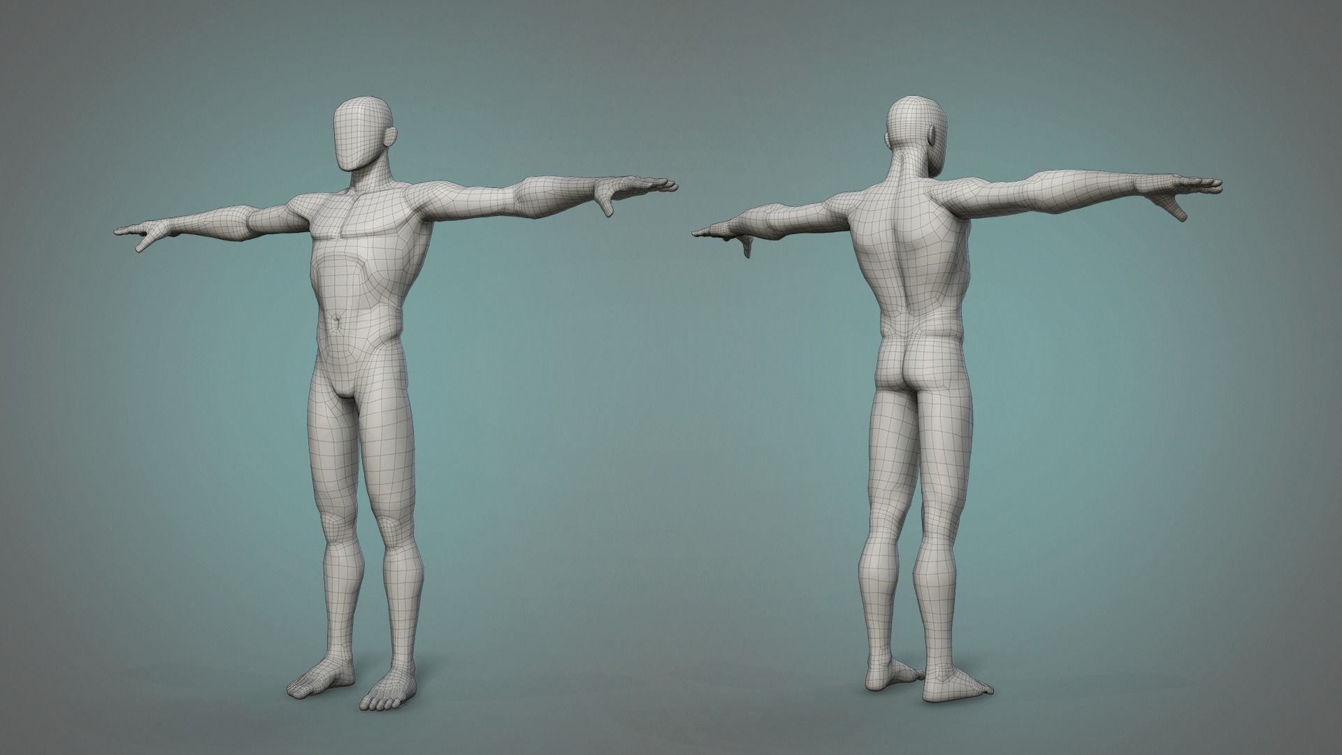 Male and female stylized basemesh Low-poly 3D model_4