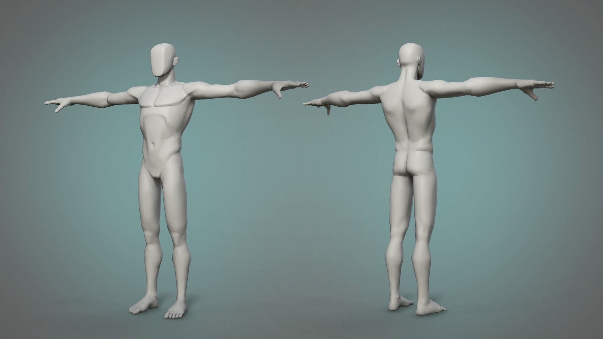 Male and female stylized basemesh Low-poly 3D model_2