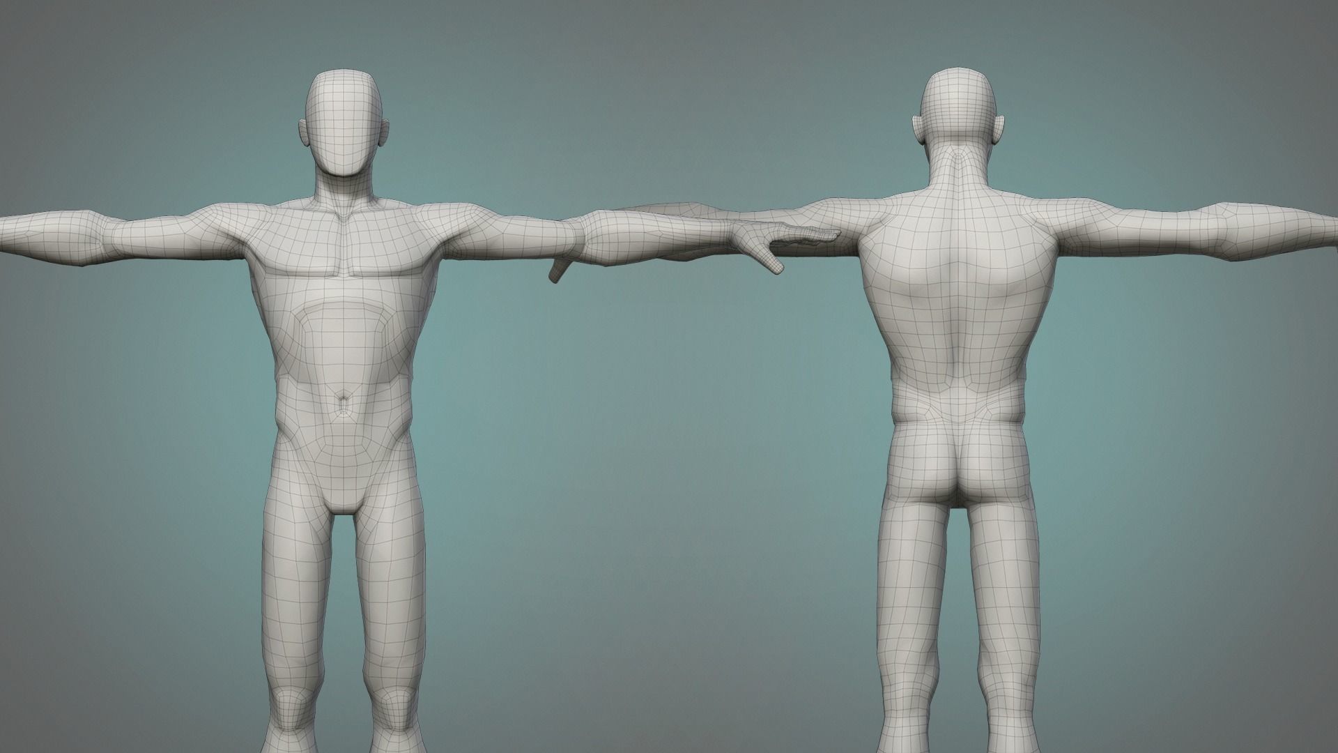Male and female stylized basemesh Low-poly 3D model_7