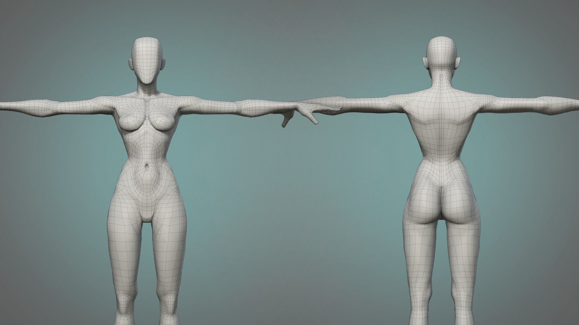 Male and female stylized basemesh Low-poly 3D model_9
