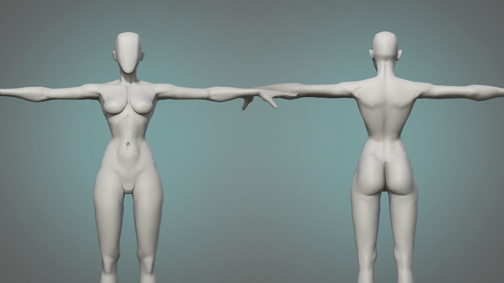 Male and female stylized basemesh Low-poly 3D model_8