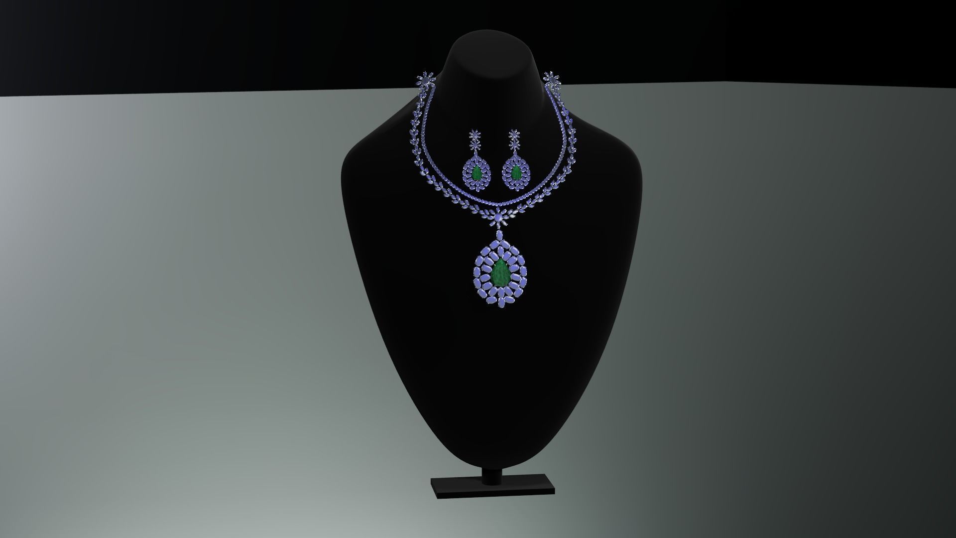 Mughal necklace and Earring 3D model_8
