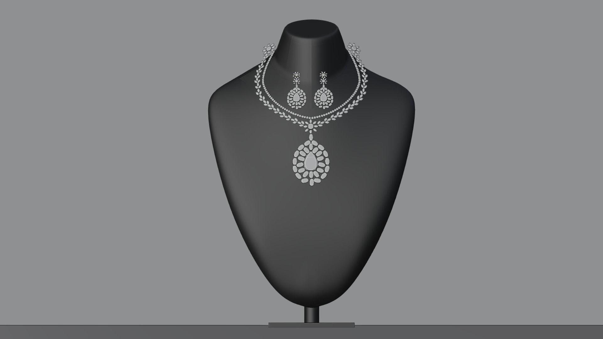 Mughal necklace and Earring 3D model_12