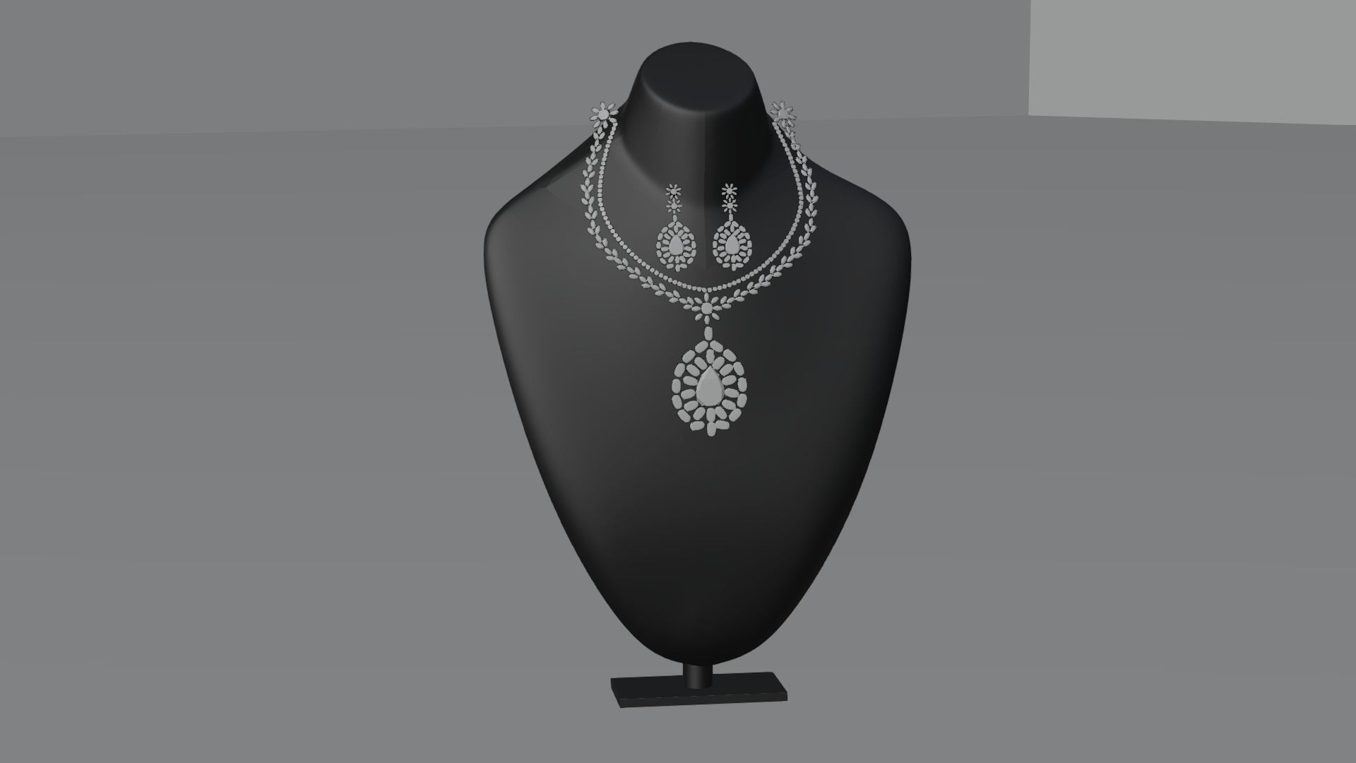 Mughal necklace and Earring 3D model_10