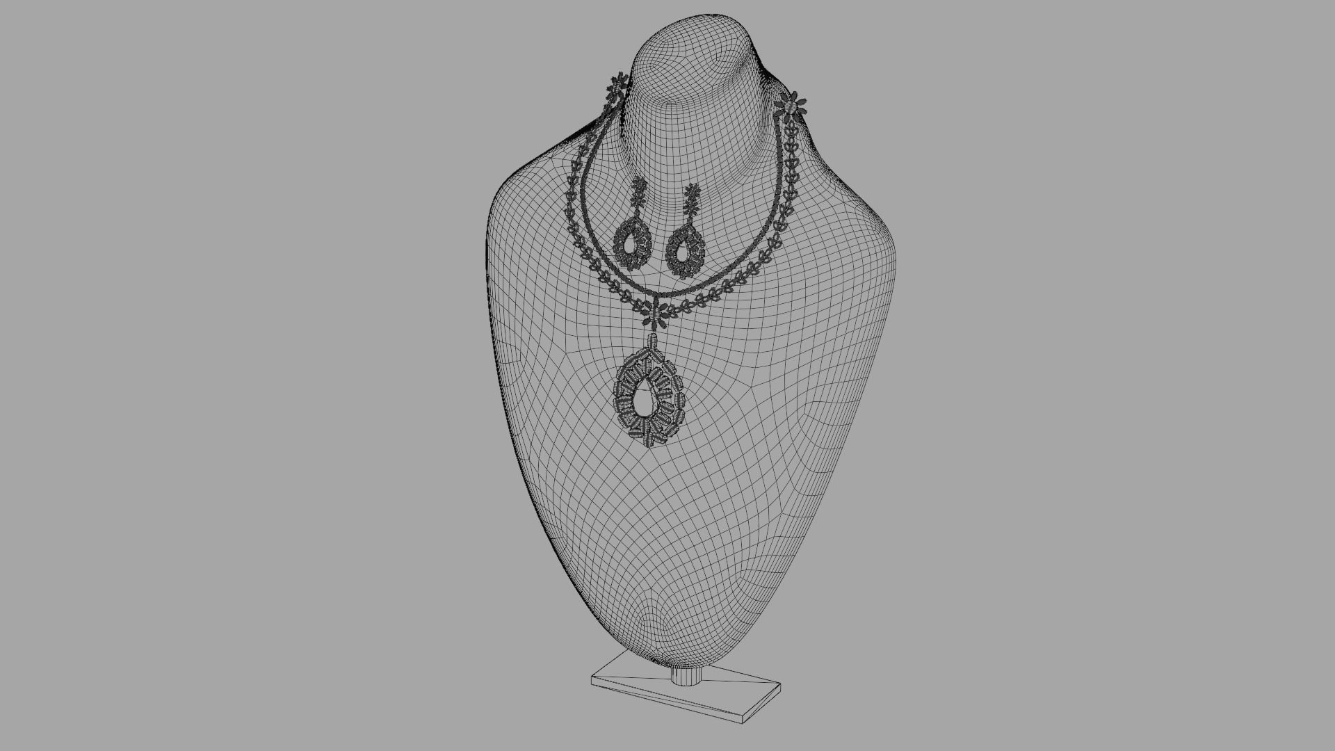 Mughal necklace and Earring 3D model_13
