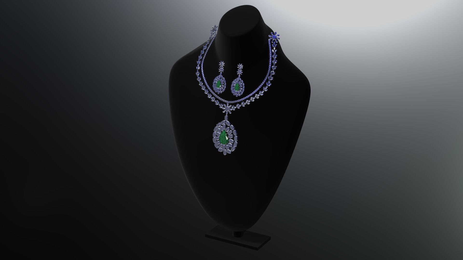 Mughal necklace and Earring 3D model_9