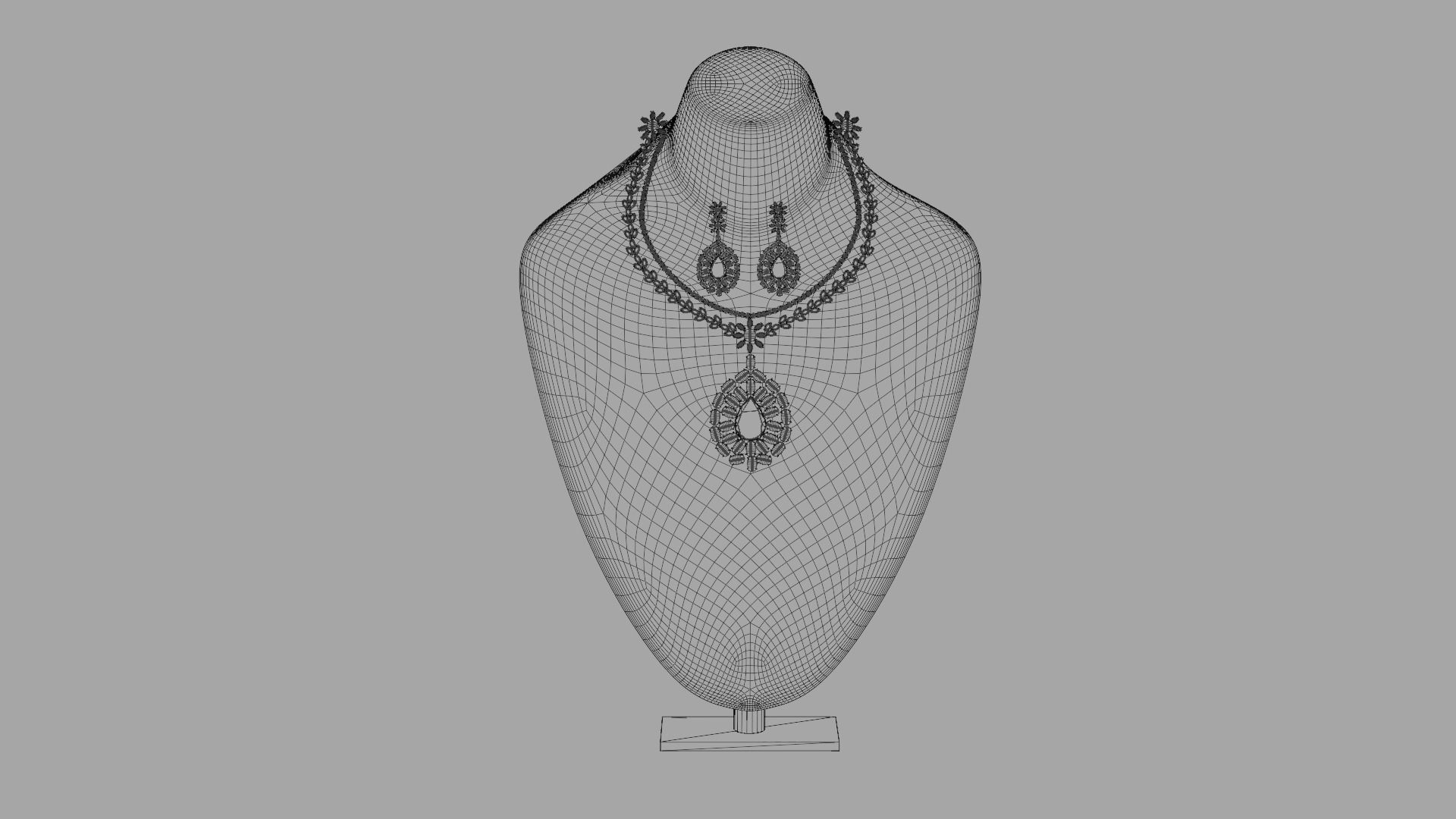 Mughal necklace and Earring 3D model_14