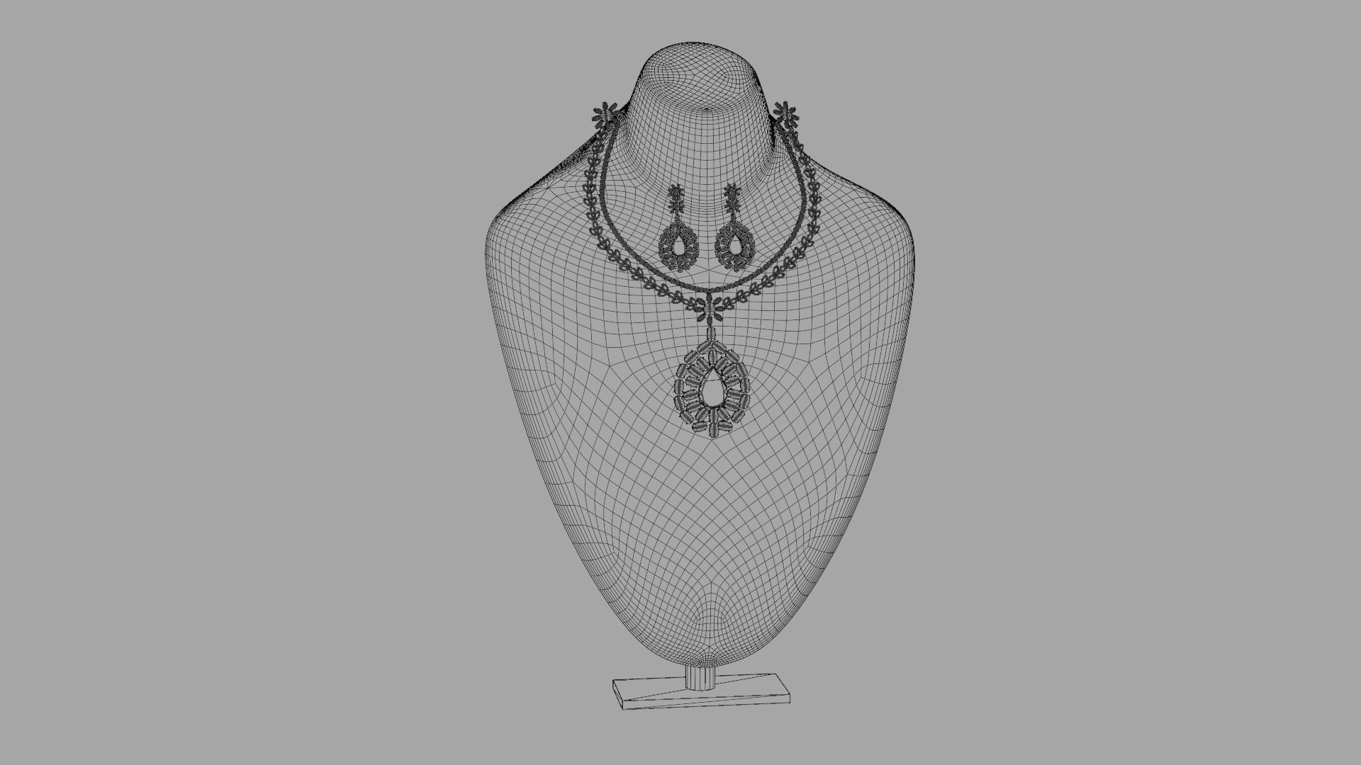 Mughal necklace and Earring 3D model_15