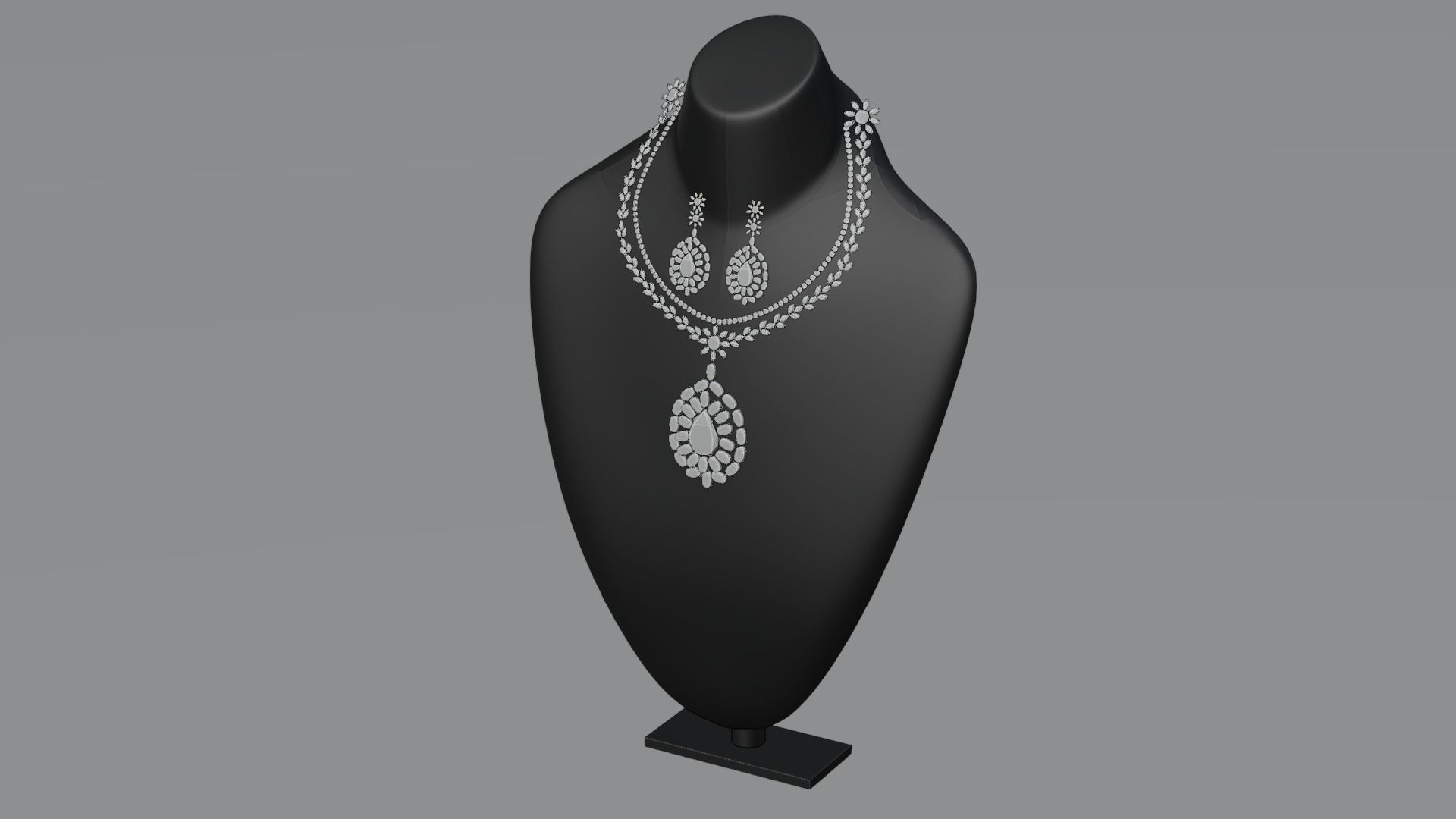 Mughal necklace and Earring 3D model_11
