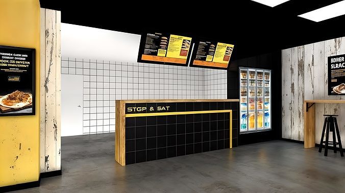Fast food restaurant design Low-poly 3D model 5