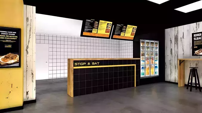Fast food restaurant design Low-poly 3D model