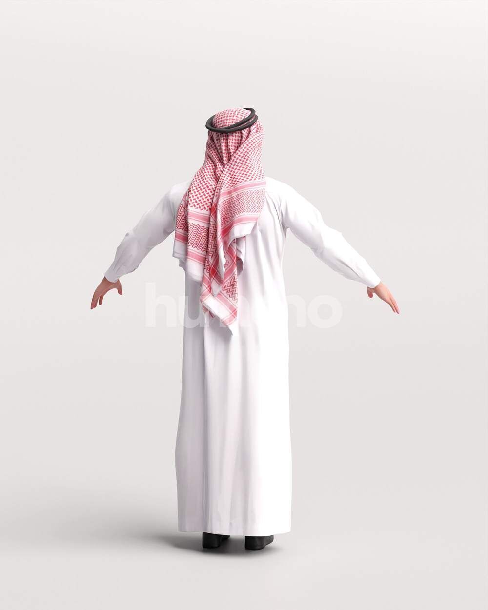 Arab man rigged - different thobe colors - 062-6642 Low-poly 3D model_16