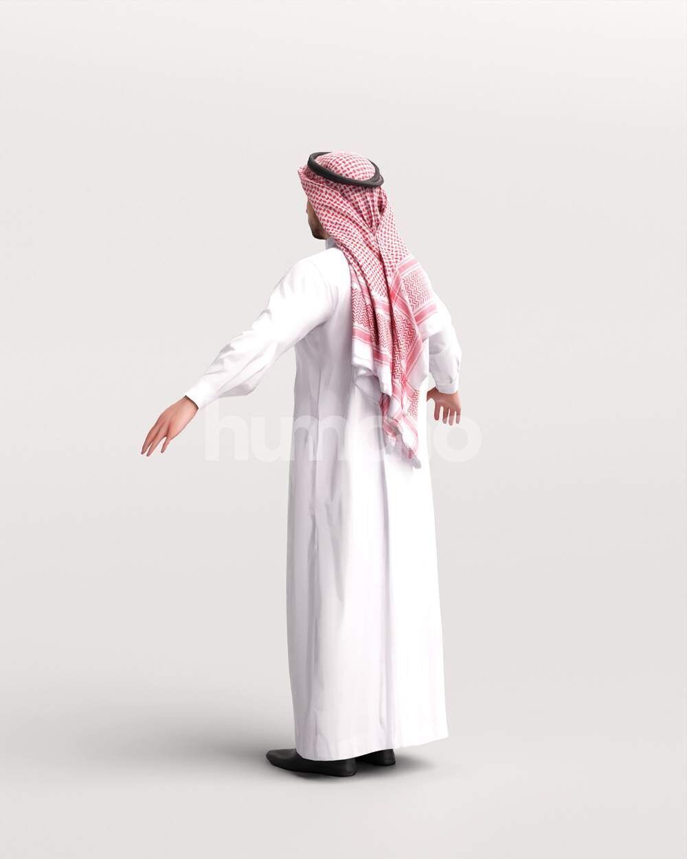 Arab man rigged - different thobe colors - 062-6642 Low-poly 3D model_13