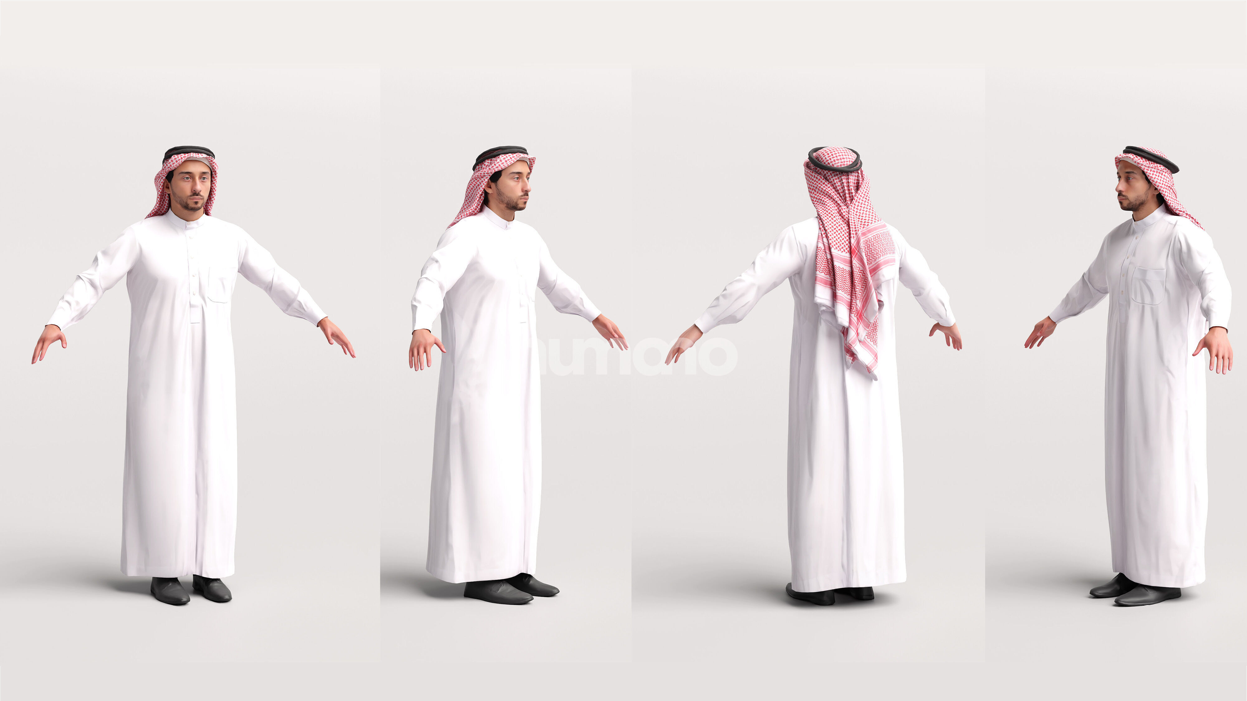 Arab man rigged - different thobe colors - 062-6642 Low-poly 3D model_2