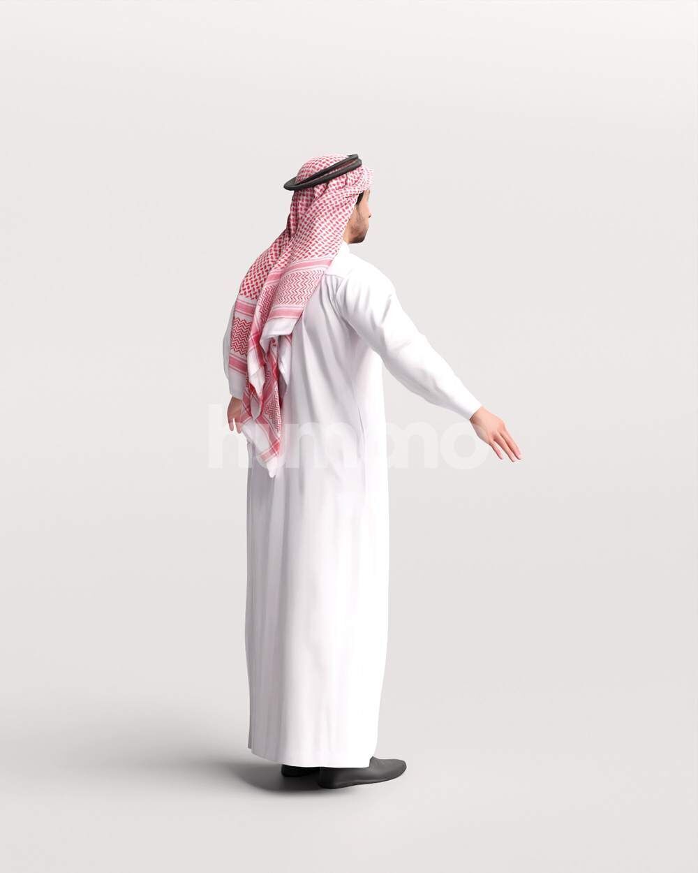 Arab man rigged - different thobe colors - 062-6642 Low-poly 3D model_18