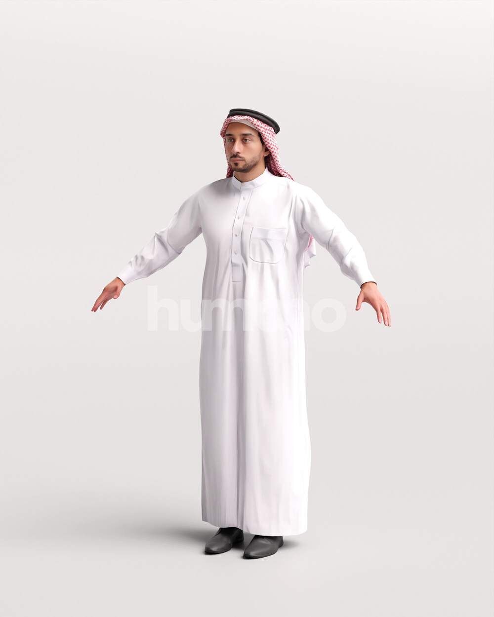 Arab man rigged - different thobe colors - 062-6642 Low-poly 3D model_8