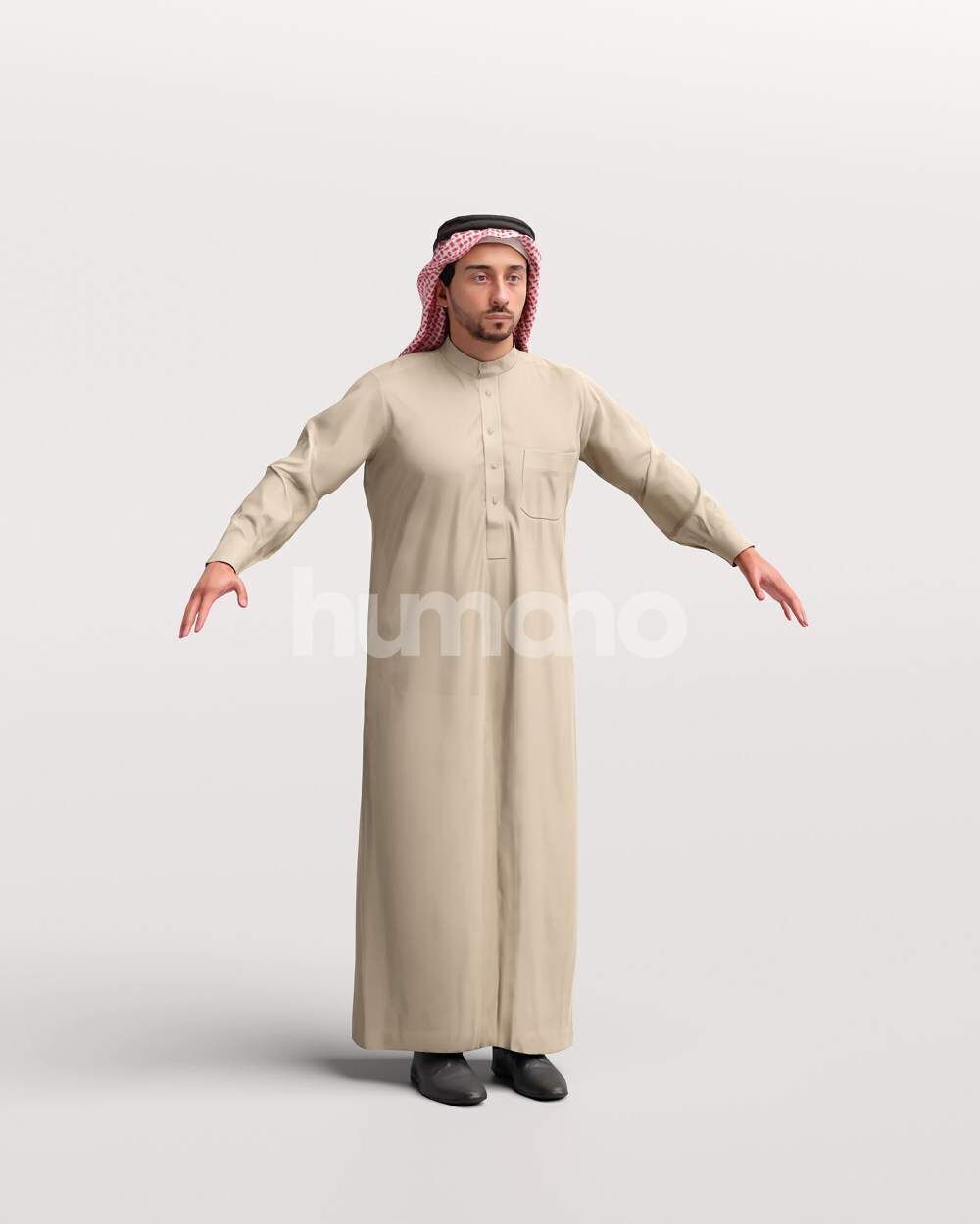 Arab man rigged - different thobe colors - 062-6642 Low-poly 3D model_25