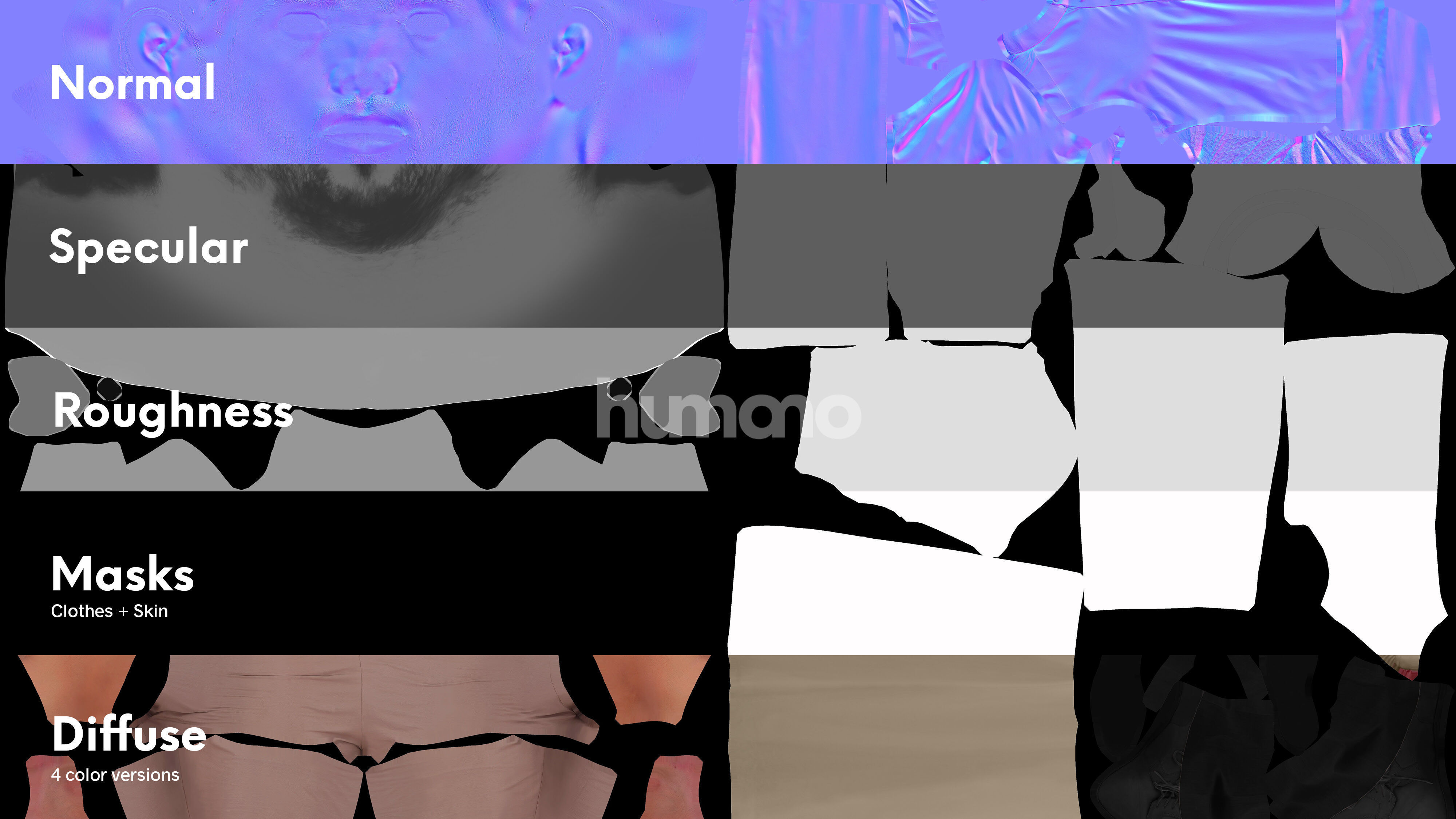 Arab man rigged - different thobe colors - 062-6642 Low-poly 3D model_5