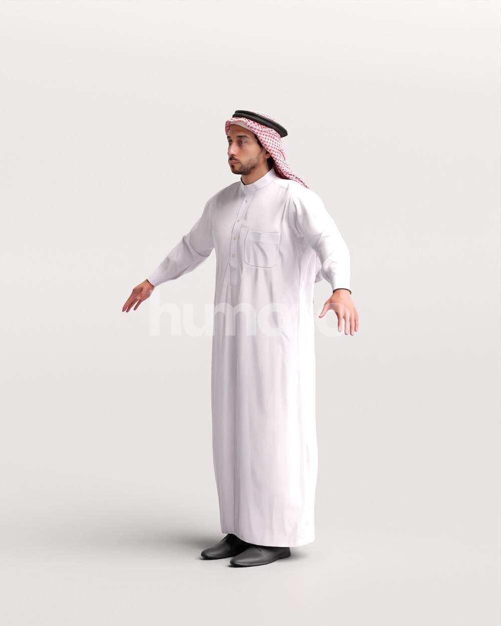 Arab man rigged - different thobe colors - 062-6642 Low-poly 3D model_9