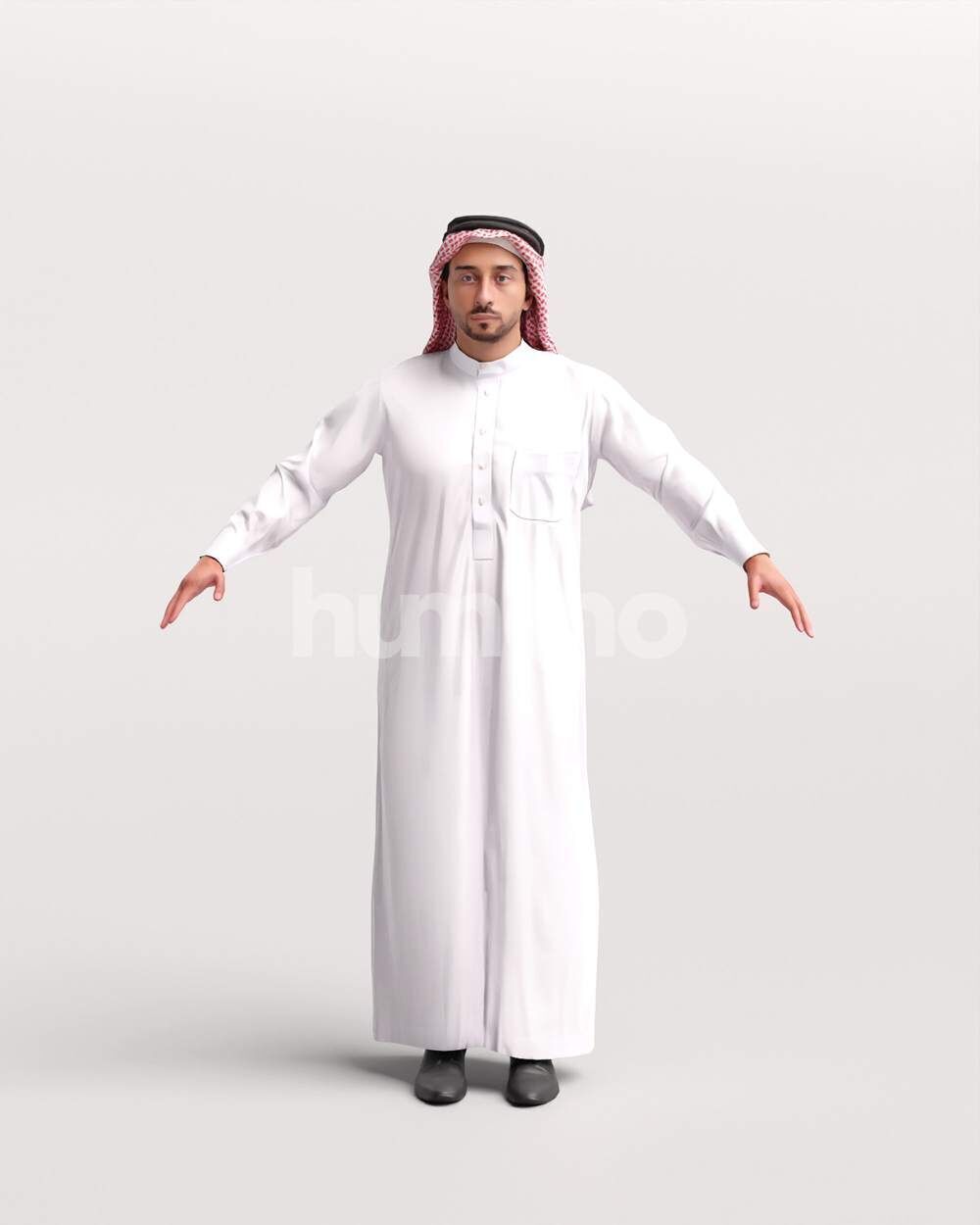 Arab man rigged - different thobe colors - 062-6642 Low-poly 3D model_7