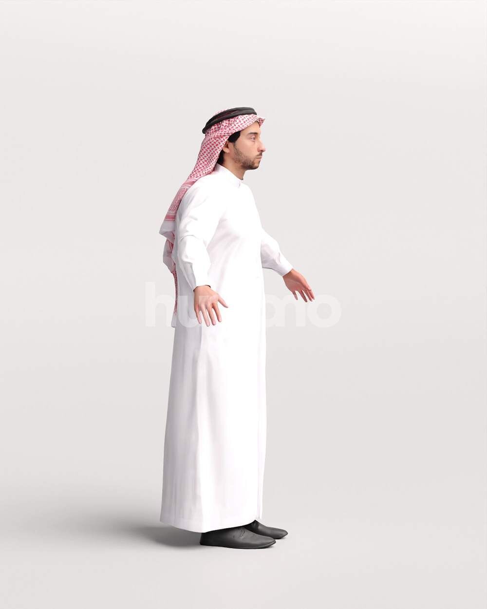 Arab man rigged - different thobe colors - 062-6642 Low-poly 3D model_21