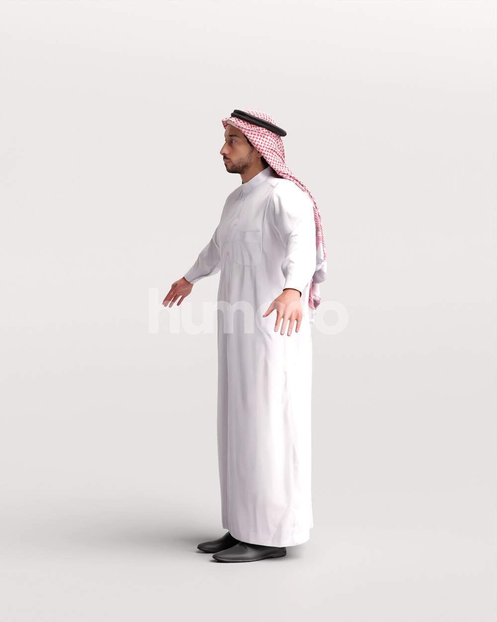 Arab man rigged - different thobe colors - 062-6642 Low-poly 3D model_10