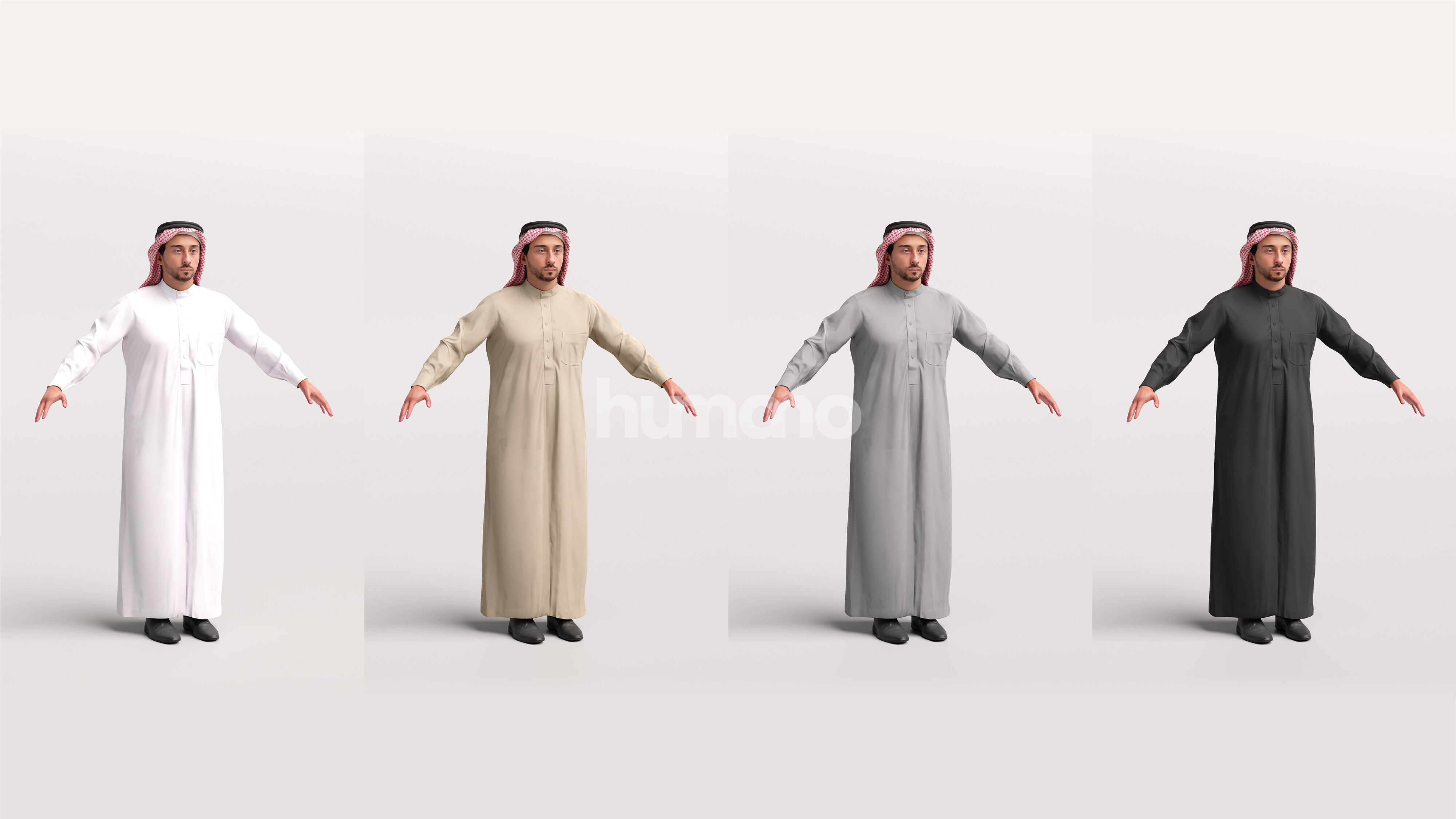 Arab man rigged - different thobe colors - 062-6642 Low-poly 3D model_3