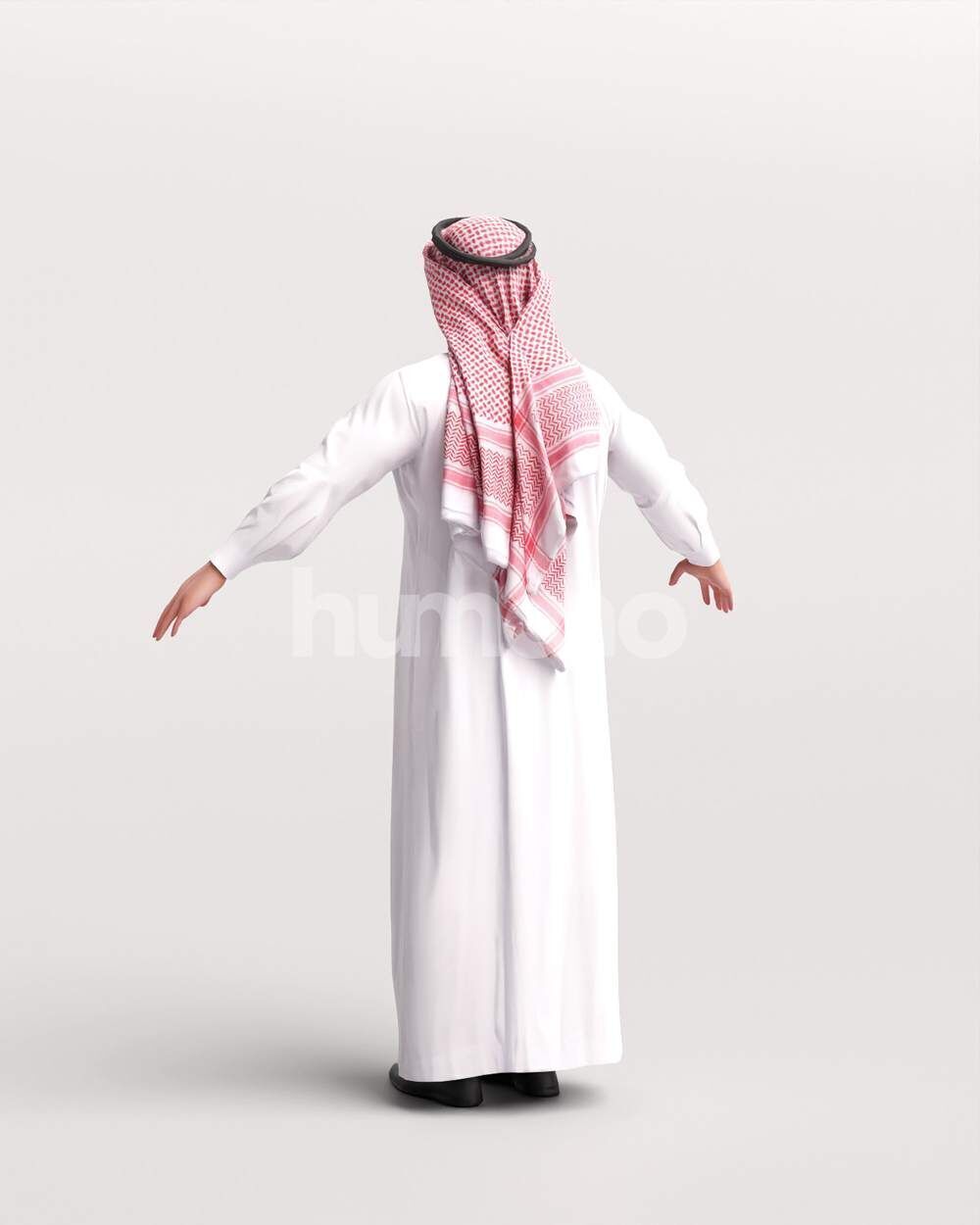 Arab man rigged - different thobe colors - 062-6642 Low-poly 3D model_14