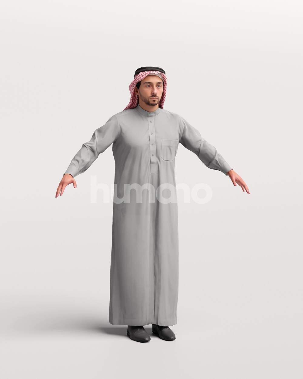 Arab man rigged - different thobe colors - 062-6642 Low-poly 3D model_26