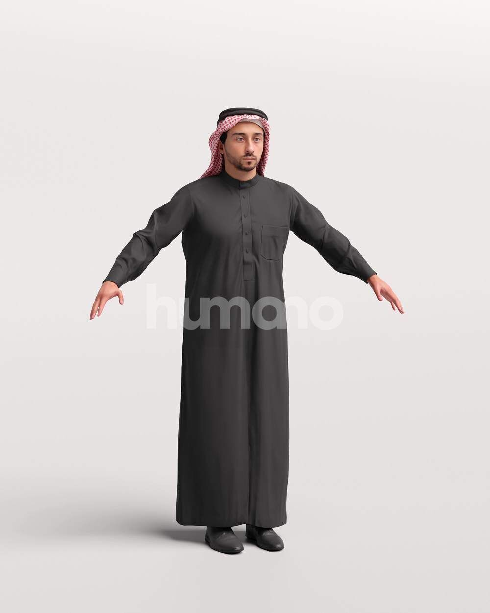 Arab man rigged - different thobe colors - 062-6642 Low-poly 3D model_27