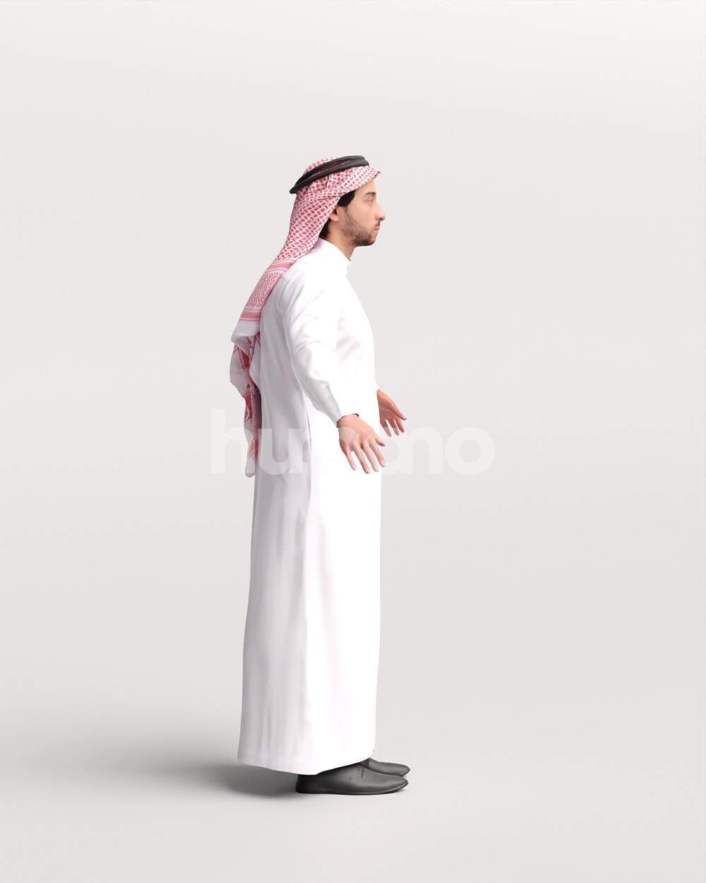 Arab man rigged - different thobe colors - 062-6642 Low-poly 3D model_20
