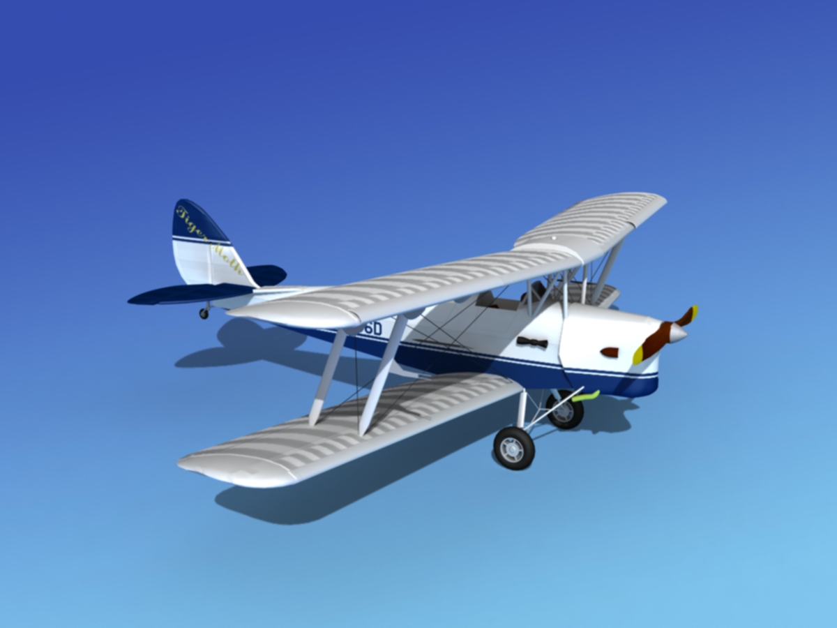 Dehavilland DH82 Tiger Moth V11 3D model_3