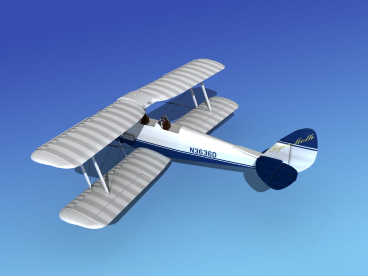 Dehavilland DH82 Tiger Moth V11 3D model_8