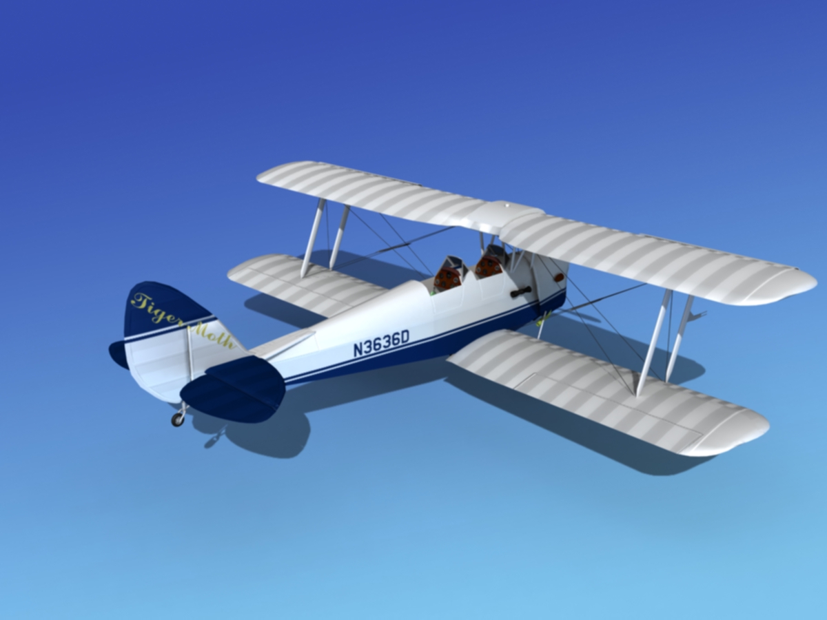 Dehavilland DH82 Tiger Moth V11 3D model_5