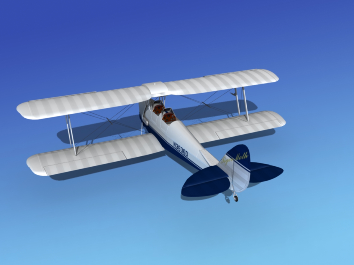 Dehavilland DH82 Tiger Moth V11 3D model_7