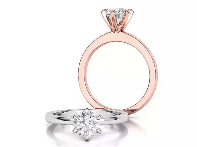 1ct Diamond Crown Head Solitaire Engagement Ring 3Dmodel