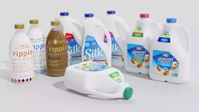 Milk Bottles Low-poly 3D model