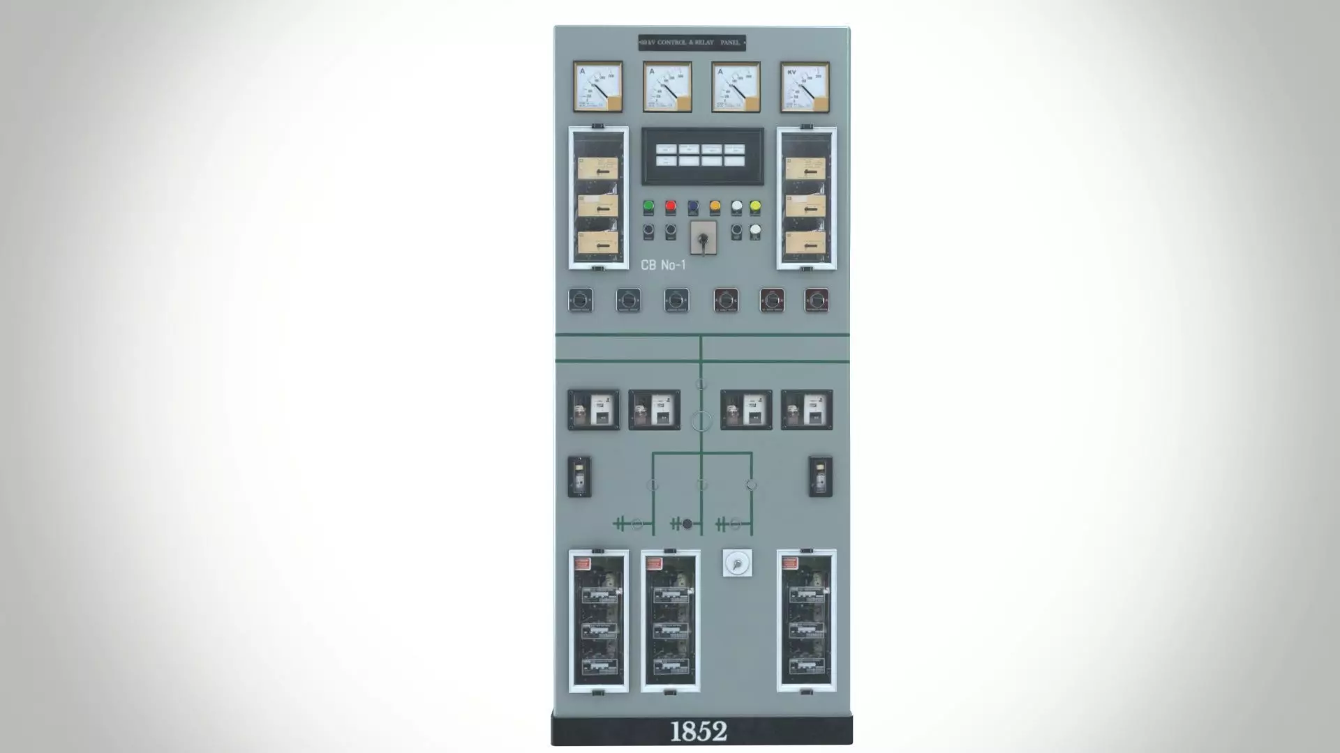33 KV Relay Panel Low-poly 3D model_0
