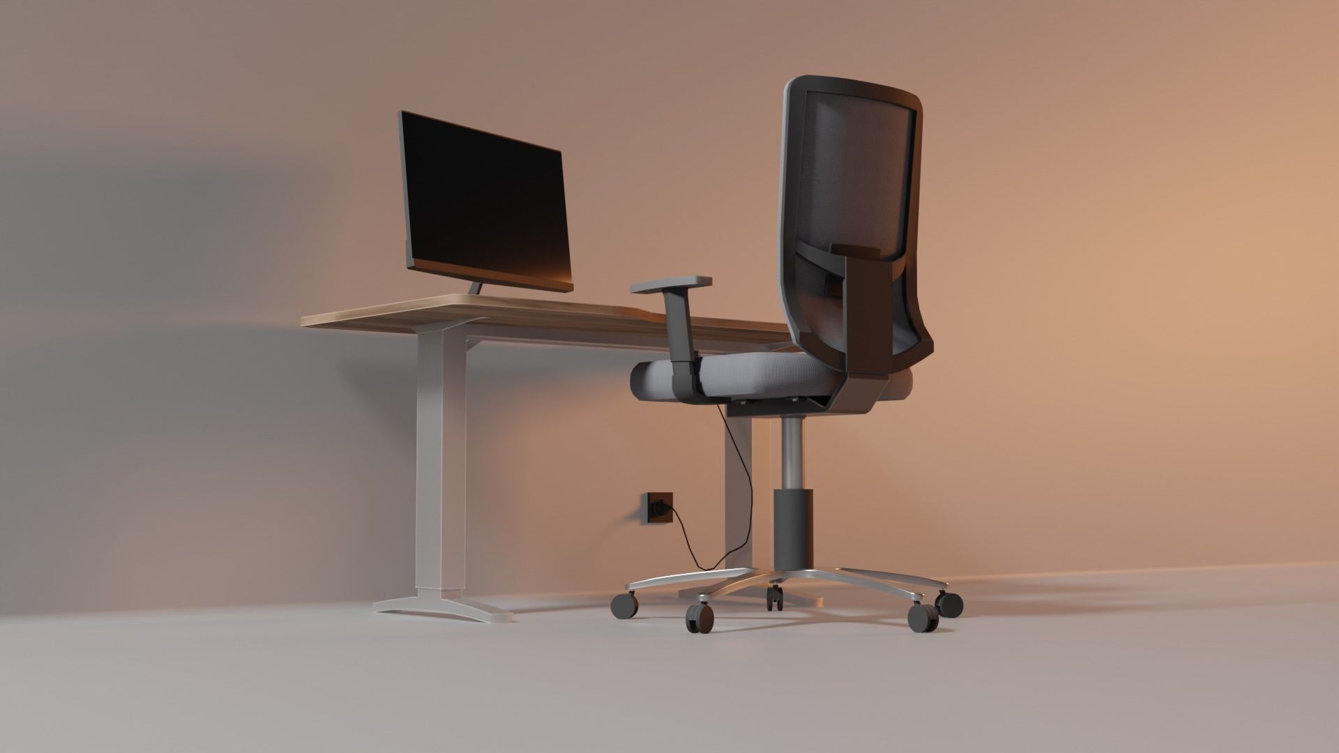 Office workplace 3D model_3