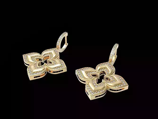 Flower Earrings With Diamonds  3D print model