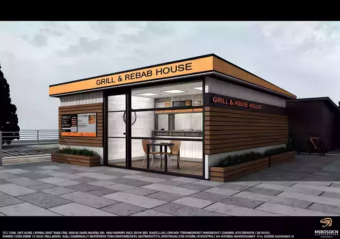 Container-Style Fast Food Restaurant Low-poly 3D model