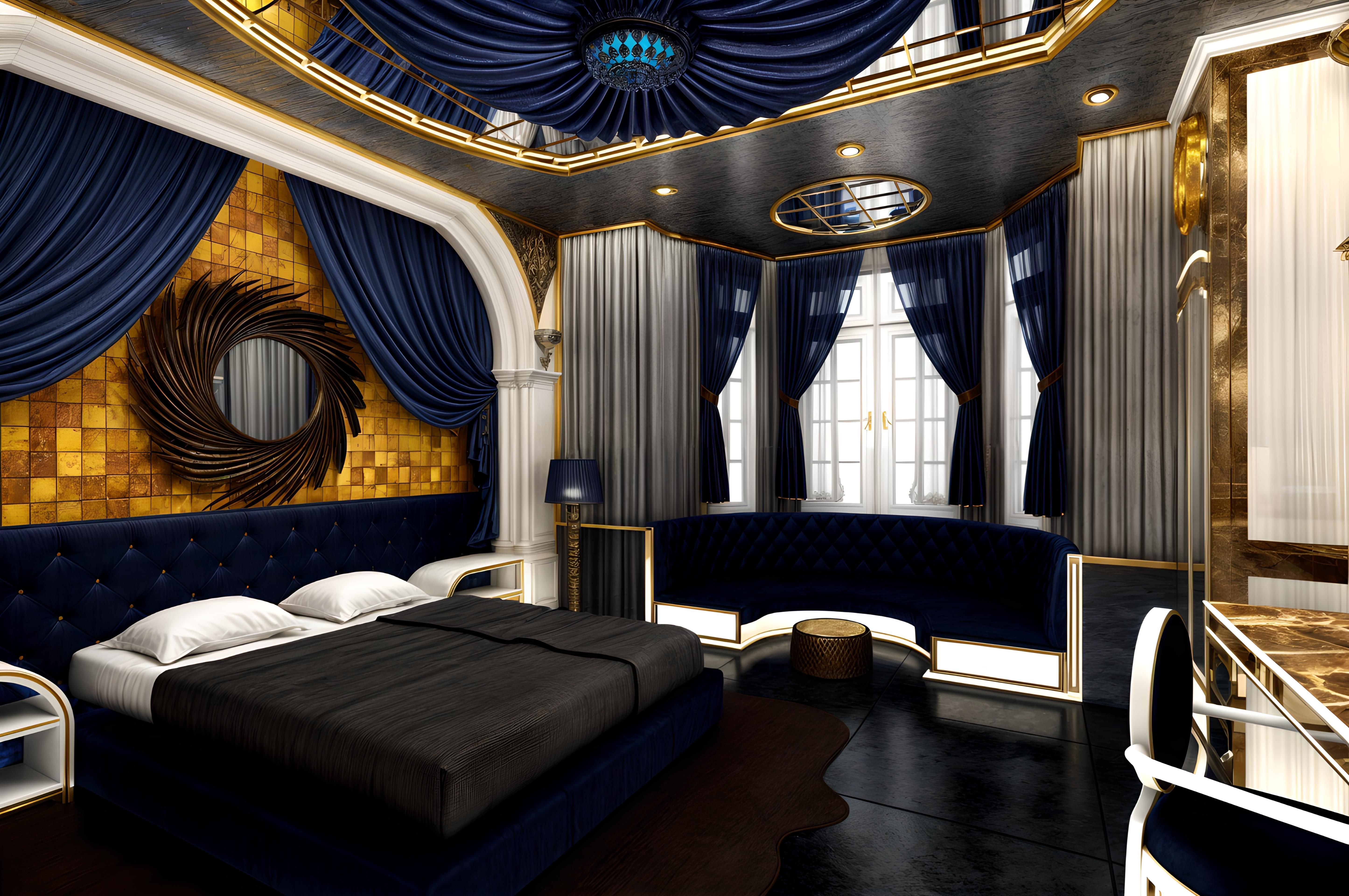 Luxurious and Elegant Hotel Room Design Low-poly 3D model_1