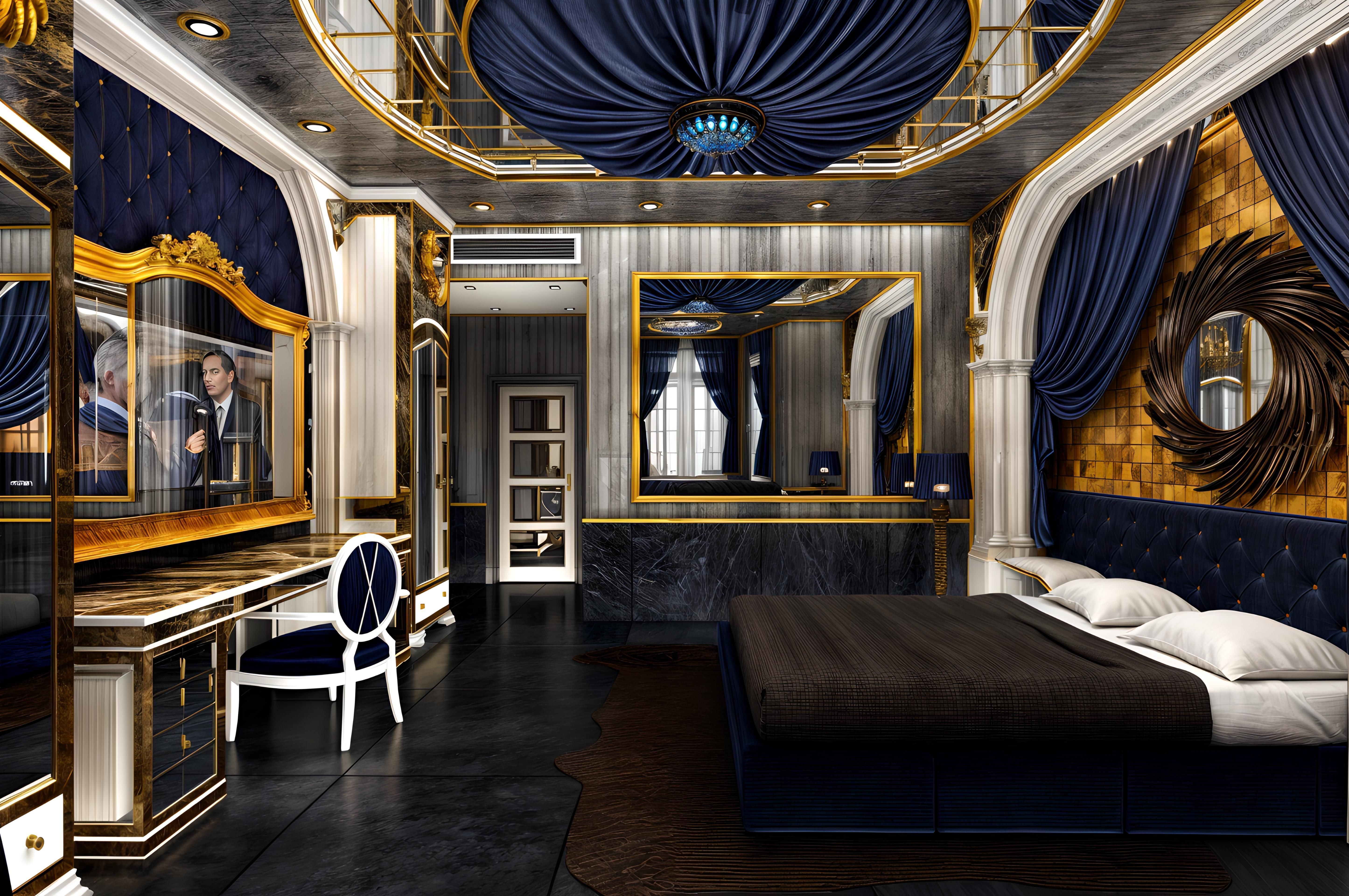 Luxurious and Elegant Hotel Room Design Low-poly 3D model_2